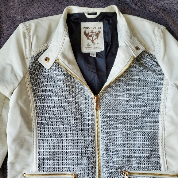 Point Zero white faux-leather jacket w/ wool - Picture 4 of 16